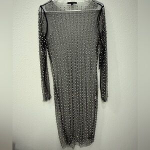 Haute Monde Beaded Long Sleeve Cover Up